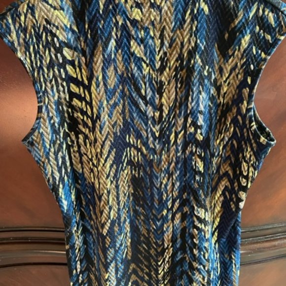 Sleeveless Kasper Black, Blue & Gold Top Med - Picture 2 of 4